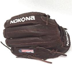 Pitch Softball Glove 12.5 inches Chocolate lace. Nokona Elite performance ready for play 